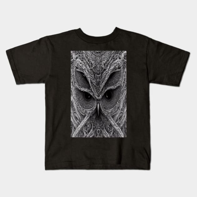 Owl Eyes Night Animal Kids T-Shirt by Mitchell Akim